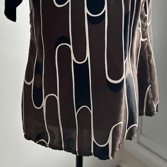 Zara Basic Pure Silk Cocoa & Black Abstract Tie-Neck Halter Blouse – US L - Picture 9 of 11
